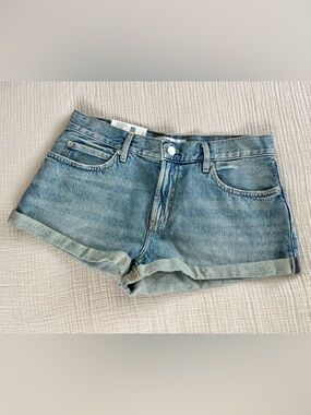 Garage Light Blue Rolled-Hem Denim Shorts